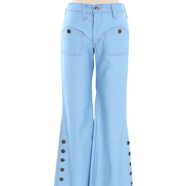 1970's Blue Contrast Stitch Flares