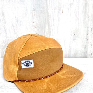 Handmade 6 Panel Hat, Triangle Front Baseball Cap, Waxed Canvas Camp Hat, Snap Back Hat, 7 Panel Mustard Yellow Hat, gift for them 