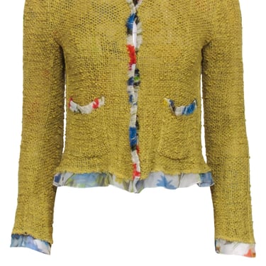 Dolce & Gabbana - Mustard Yellow Knit w/ Floral Lining Cardigan Sz 2