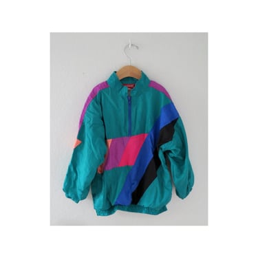 Vintage Boys Windbreaker Pullover Jacket 80s 90s Multicolored Outerwear Size Medium Large 