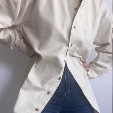 vintage creme menswear cotton button down blouse 
