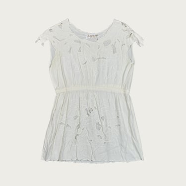 (M) 80s/90s White Floral Cutout Mini Dress