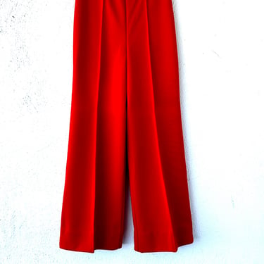 Vintage 70s Bell Bottoms Red Wide High Waisted Pants 1970s 