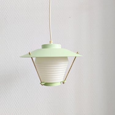 Mid Century Lamp, Vintage Hanging Lamp, Hawill Plastic, Ceiling Lamp Pastel 