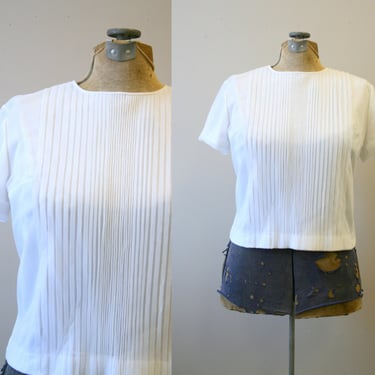 1960s Penny Potter White Pintucked Blouse 