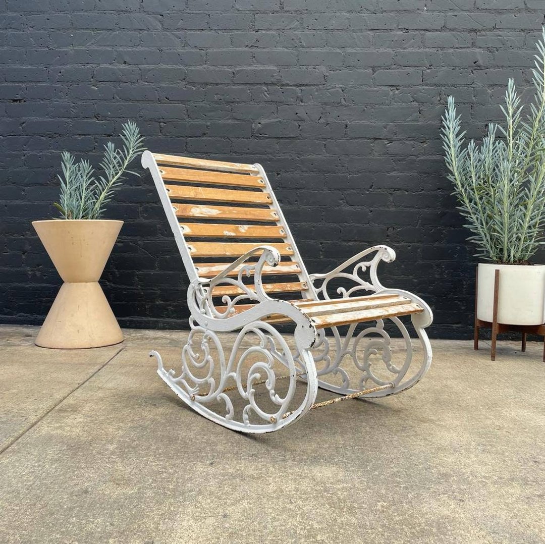 Vintage Metal Outdoor Patio Rocking Chair Vintage Supply East LA