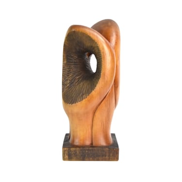 Edward Chavez Midcentury Abstract Biomorphic Carved Wood sculpture signed 
