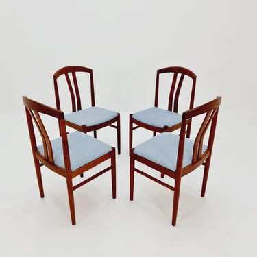 Vintage Swedish solid teak dining chairs By ALB.Johansson & Soner For C.E Eksrtöm, 1960s, Set of 4 