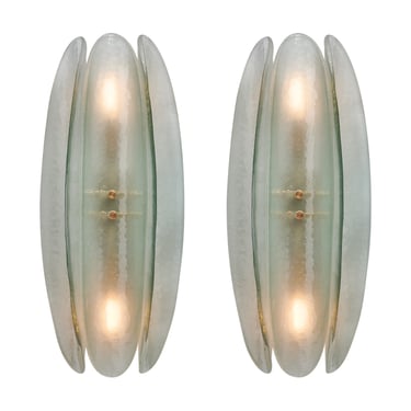 Paneled Aqua Murano Glass Sconces