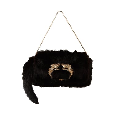 Gucci Black Fur Dragon Clasp Mini Bag