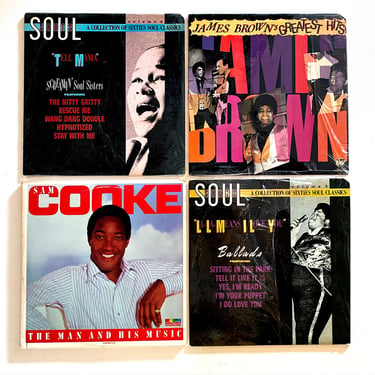 4 Record Lot | SOUL SHOTS Vols 4 & 5 | James Brown's Greatest Hits | Sam Cooke 2 Discs: The Man and his Music | Rhino Records | (Lot # 020) 