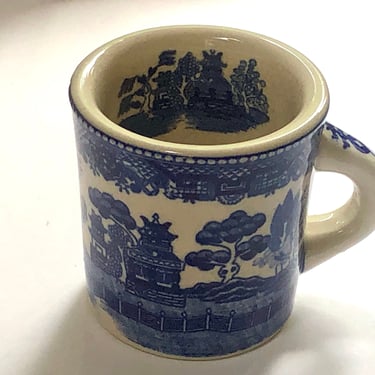 Antique Ironstone Coffee Mug Blue Transferware Shaving Mug Flow Blue Indigo Blue English Ironstone Mug Ironstone Coffee Cup Tea Cup 