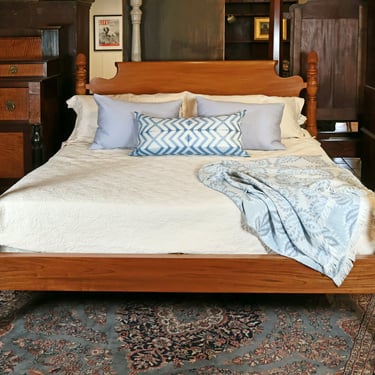 Custom Carved Pineapple Bed in Spanish Cedar, King Size with Chamfered Roll-back Headboard&lt;/p#x3E; SKU: LA-6177&lt;p#x3E; &lt;/p#x3E;&lt;p#x3E;