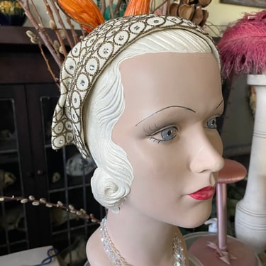 Vintage 1950s Rhinestoned Dutch Style Hat by Bullock’s Wilshire Collegienne 