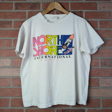 90s Hanes USA製 \"NORATH SHORE HAWAII\" Vintage 90's Hanes Beefy-T Red Dirt Hawaii North Shore