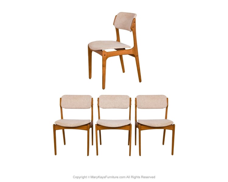 Mid Century Erik Buch for Oddense Maskinsnedkeri AS Teak Dining Chairs Model 49 