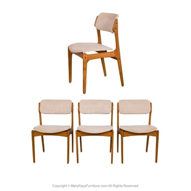 Mid Century Erik Buch for Oddense Maskinsnedkeri AS Teak Dining Chairs Model 49 