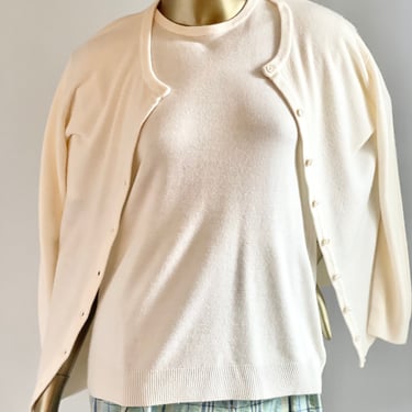 Soft and Cozy Winter White Sweater Twinset 