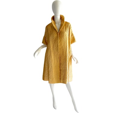 60s Gold Brocade Dress Coat / Metallic Evening Opera Swing Coat / Vintage 1960s Lame Dress Coat Large Xl 