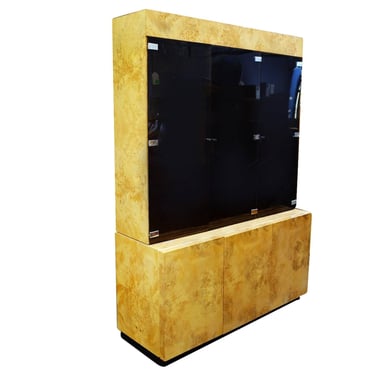 Post Modern Burl Wood China Cabinet by Arthur Umanoff for Dillingham 
