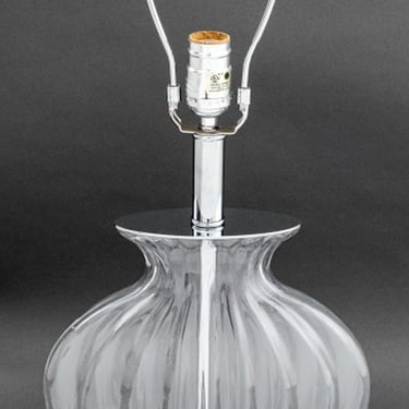 Italian Style Ribbed Bulbous Form Glass Table Lamp