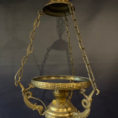 Ornate Brass Oil Lamp Style Light 12.5” x 22”