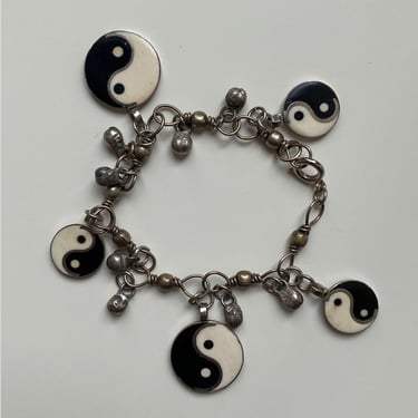 Silver Yin Yang Charm Bracelet