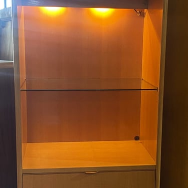 Drexel Back Lit Console w Glass Shelves and Drawers