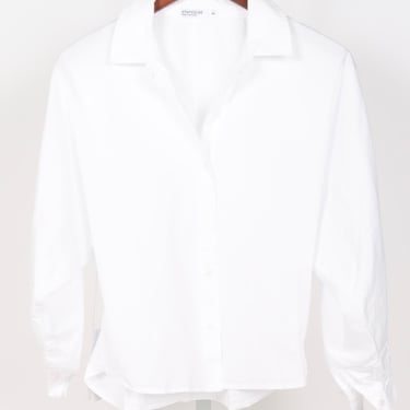 Sandman Poplin Dolman Puff Sleeve Shirt - White