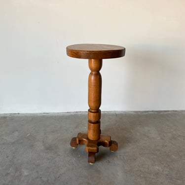 Vintage Turned Oak Pedestal - Plant Stand Table 