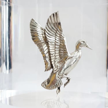 XL Figural Sterling by Cini Signed Vintage Large Duck in Flight Handmade 1950's Charm | Pendant - 925 