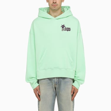 Palm Angels Green Hoodie With Palm Long Legs Print