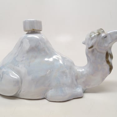Antique German Glazed Bisque Camel, Vintage Porcelain Figural Flask Bottle, Marked GERMANY 19 