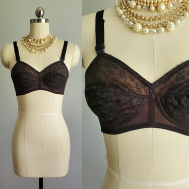 1960s Warner's Bra in Black - 60s Lingerie 60's Women's Vintage Bra Size 32B 