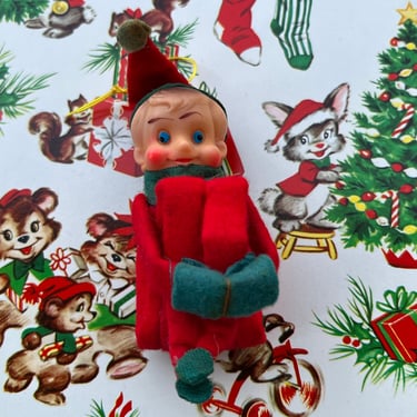 vintage elf knee hugger Christmas shelf pixie knee hugging ornament 