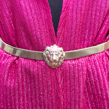 Vintage 1970s Silver Lion Head Belt | Anne Klein 