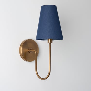 Arched arm wall sconce - Fabric shade Lighting - Country modern lighting - Brass Fixture 