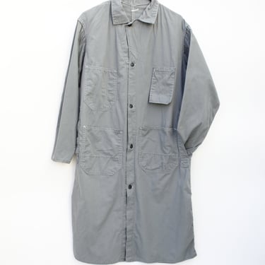 Vintage 50's / 60's Herringbone Dairy Farm Labcoat, Gray Cotton 