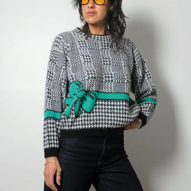 1980's Houndstooth Bow Sweater