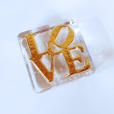 Love Typography Glass Paperweight - Robert Indiana Style Love Sculpture 