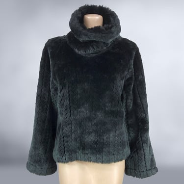 VINTAGE 80s 90s Fuzzy Minky Faux Fur Sweater by Spiegel Size M | 1980s 1990s Furry Teddy Jumper Turtleneck Sweater | VFG 