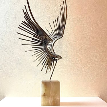 Vintage 1960s Modernist Curtis Jere Brass Eagle Sculpture 