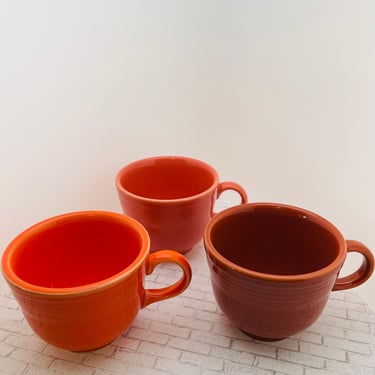 Homer Laughlin Fiestaware Teacups, Persimmon, Flamingo, and Cinnabar *Sold Individually* Like-New Condition! 