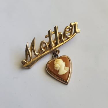 Vintage Mother Charm Brooch Pin with Cameo Charm - Vintage Fashion - Vintage Accessories 