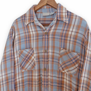 vintage plaid flannel / plaid button up / 1980s Big Mac grunge plaid cotton button up shirt Large 