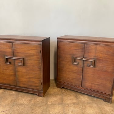 Mid Century Modern Wood Cabinets, Pair 