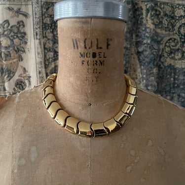 Vintage ‘80s heavy gold choker necklace | vertebrae necklace, unsigned & good quality 