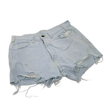 1980s Vintage LEVI'S Shorts, High Rise Denim Cut Off Blue Jeans, Orange Tab Dungarees Womens High Waist Thrashed Distressed Vintage Clothing 