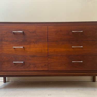 Lane Furniture Teak Dresser / Credenza - 6 Drawer Lowboy - Vintage Mid Century 