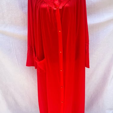 Red Maxi Dress, Cherry Red Lingerie, Vintage Lingerie, Nylon Robe, Vintage Red Dress, Lingerie, Red Robe 